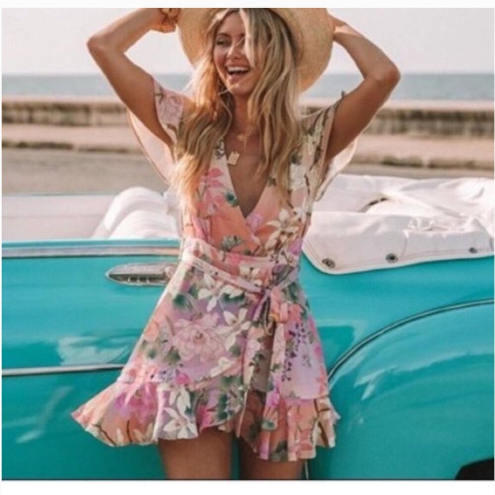 Spell & the Gypsy Collective Lily mini floral dress pink lilac XS